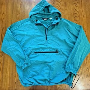 Vintage Woolrich Teal 1/2 Zip Nylon Anorak Windbreaker Jacket USA Made Men's L‎